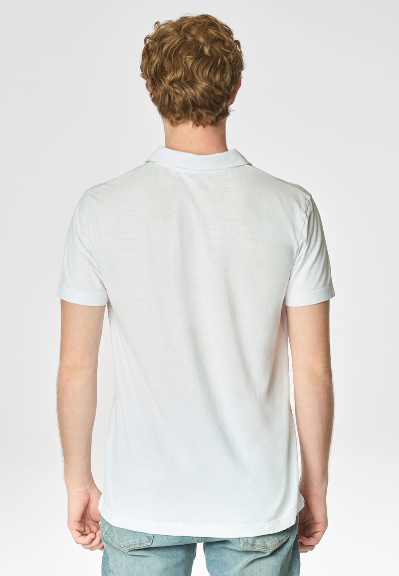 Polo a maniche corte in misto canapa e cotone organico con logo
