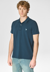 Polo a maniche corte in cotone piquet con sottocolletto colorato e logo