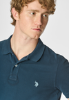 Polo a maniche corte in cotone piquet con sottocolletto colorato e logo