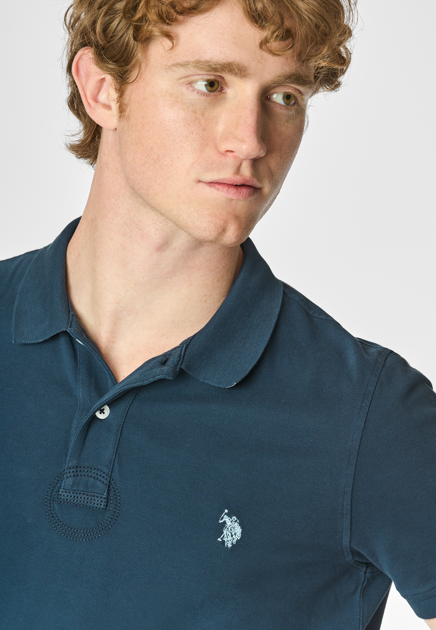 Polo a maniche corte in cotone piquet con sottocolletto colorato e logo