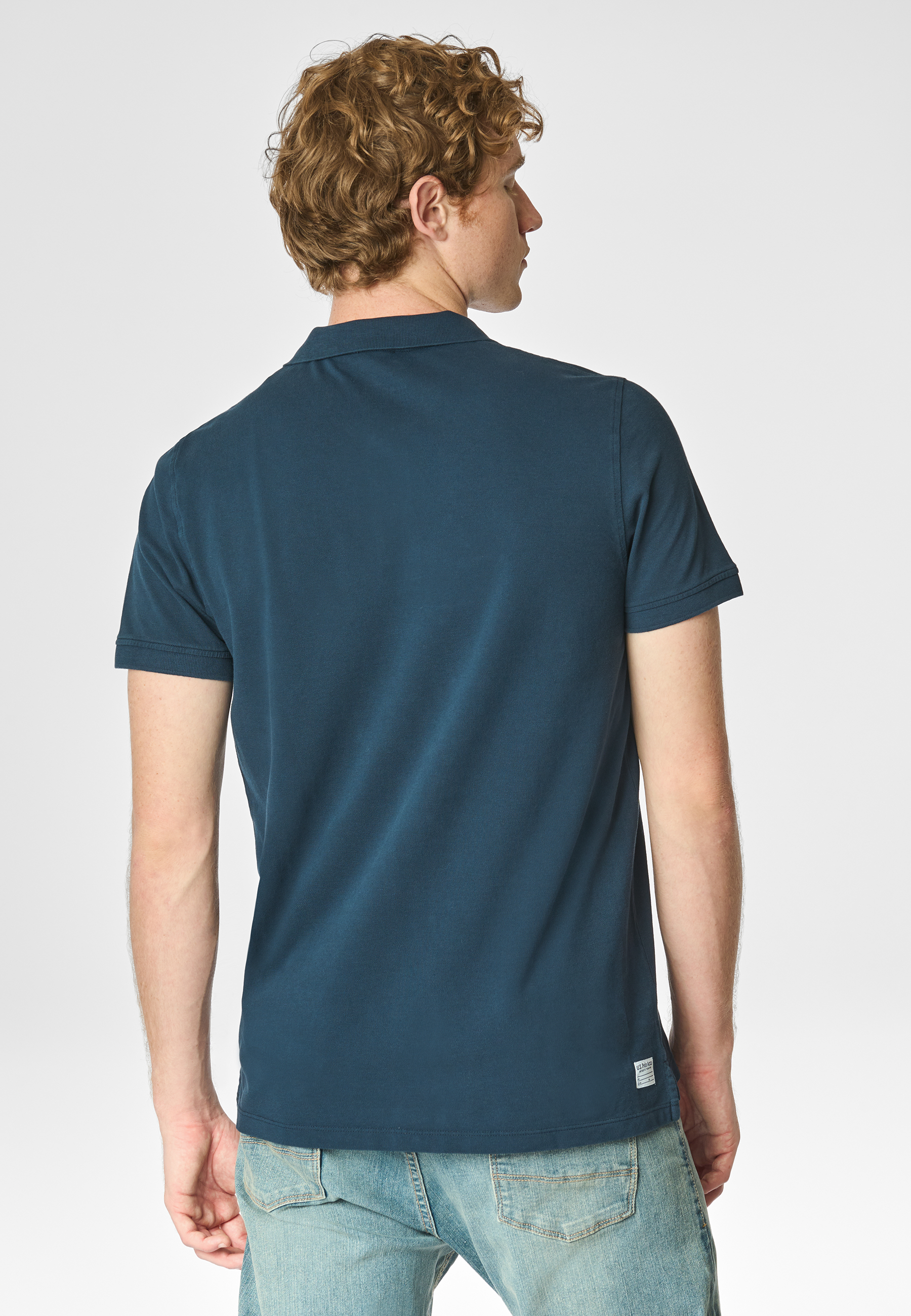 Polo a maniche corte in cotone piquet con sottocolletto colorato e logo