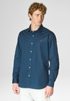 Camicia in cotone stretch popeline slim fit con logo