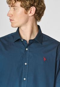 Camicia in cotone stretch popeline slim fit con logo