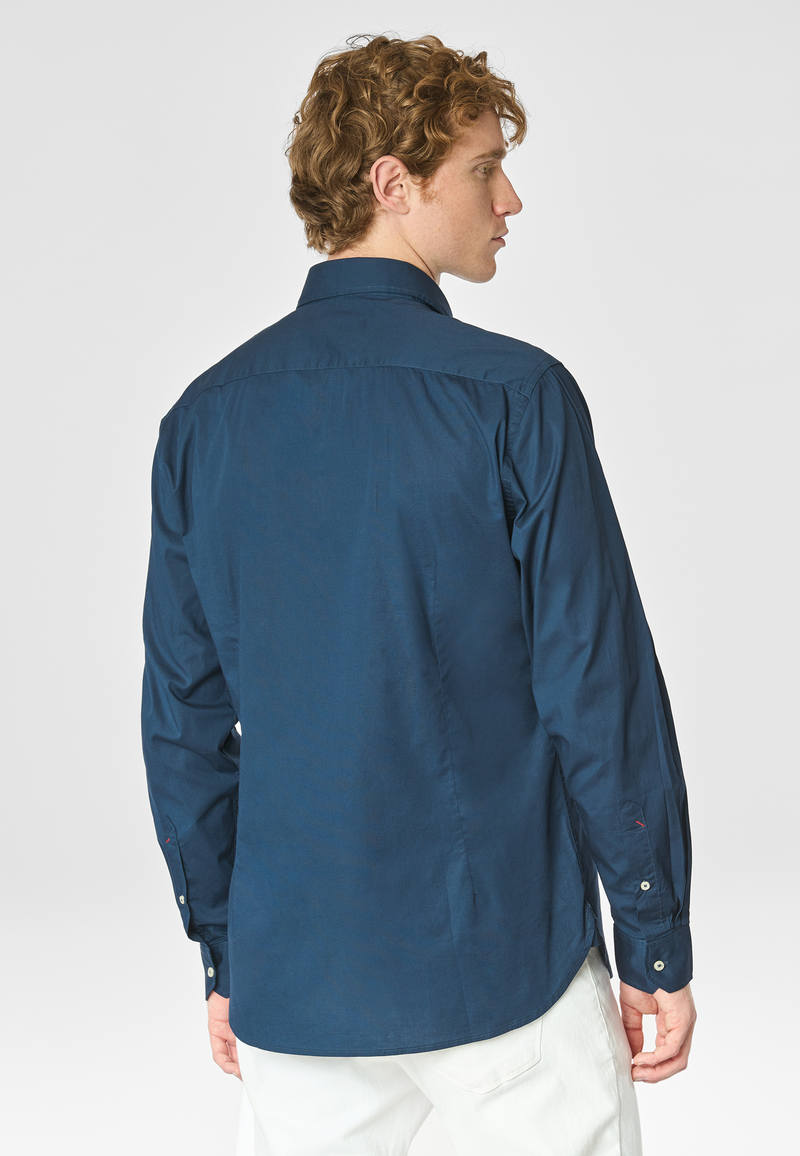 Camicia in cotone stretch popeline slim fit con logo