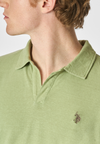 Polo a maniche corte in misto canapa e cotone organico con logo