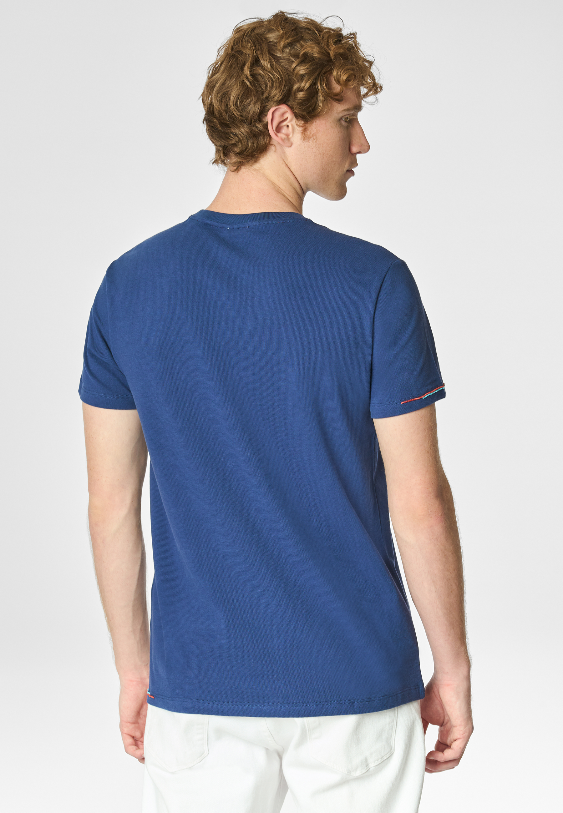 T-shirt a maniche corte in cotone piquet con logo colorato