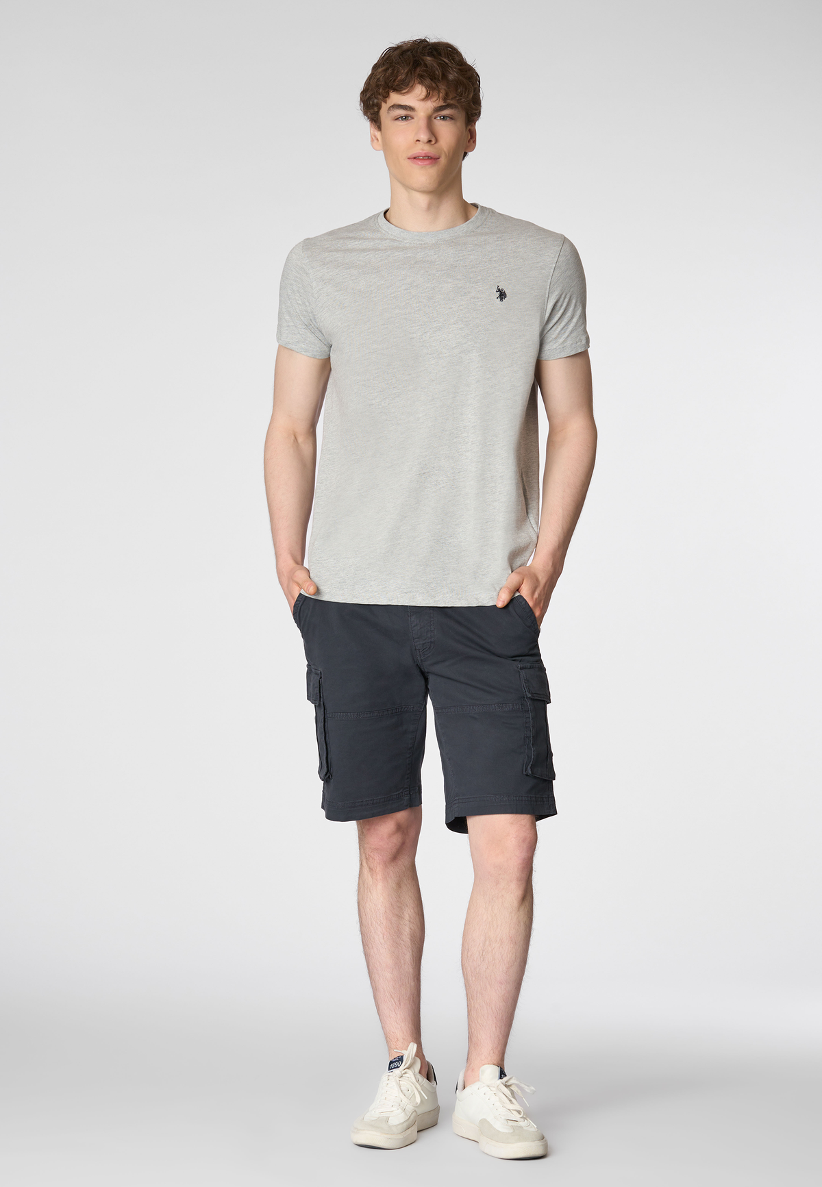 T-shirt a maniche corte in cotone melange con logo
