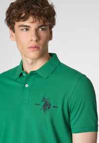 Polo shirt a maniche corte in cotone piquet con logo e sottocolletto colorato