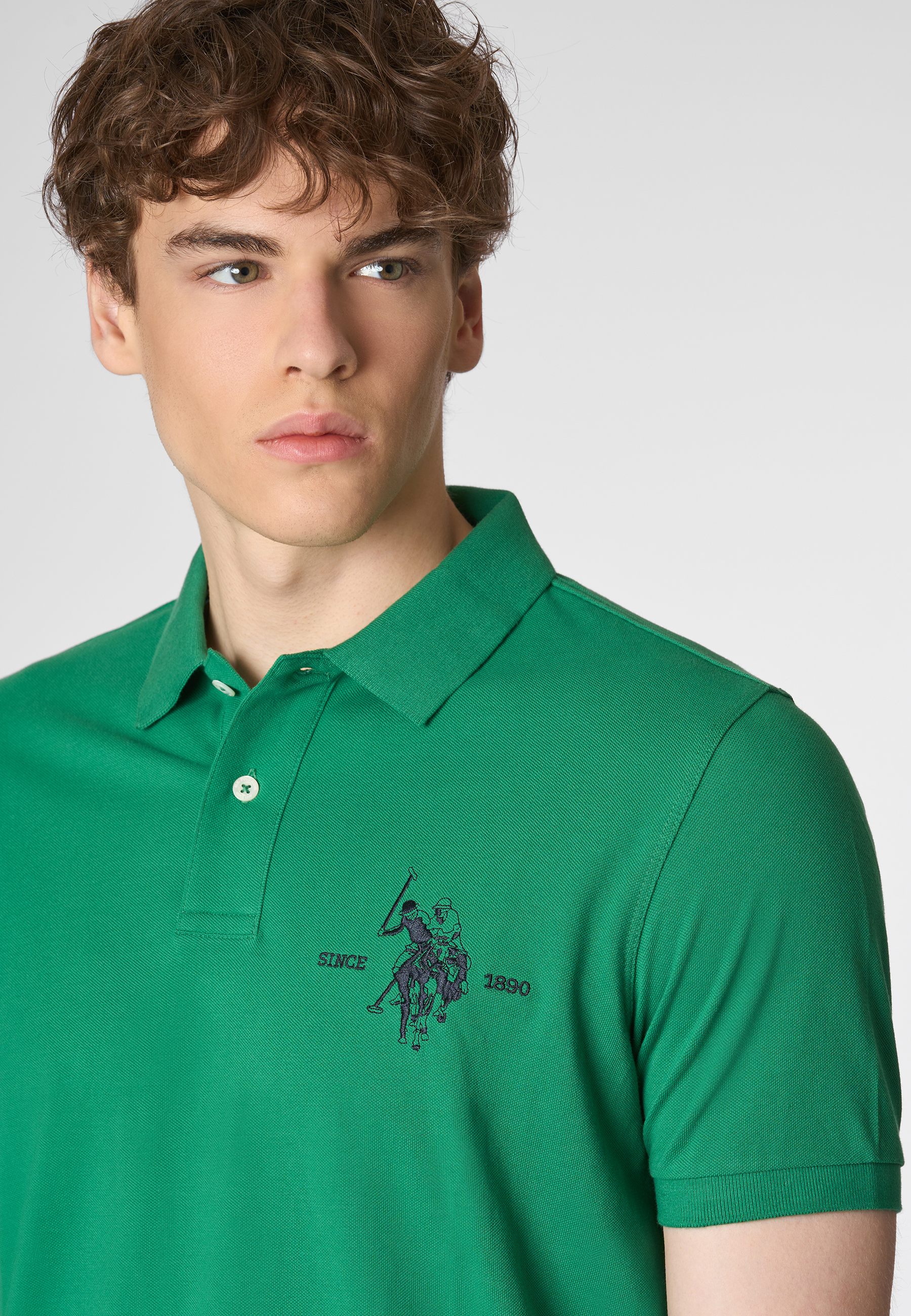 Polo shirt a maniche corte in cotone piquet con logo e sottocolletto colorato