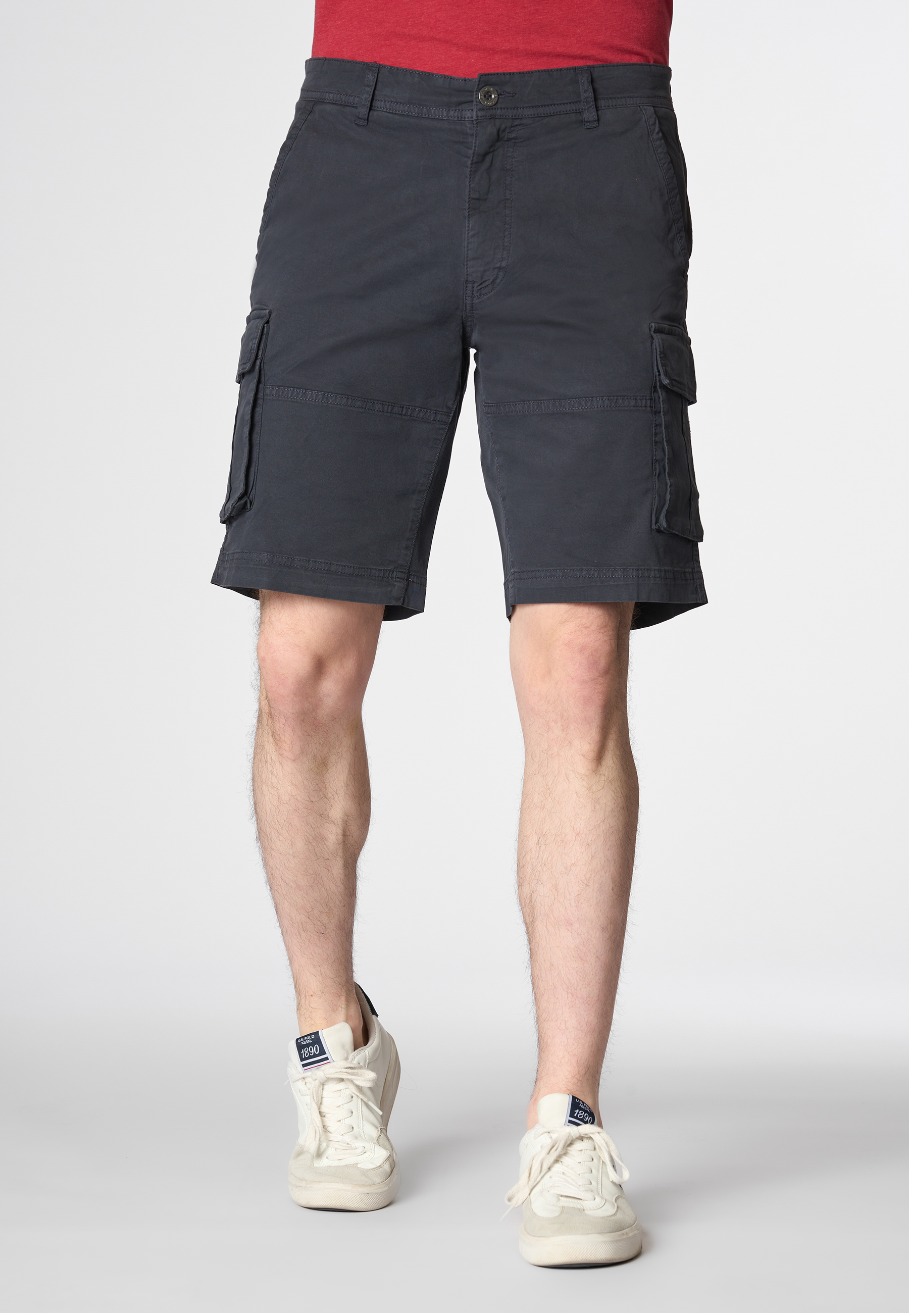 Pantaloni corti cargo in cotone twill stretch