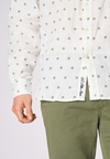 Camicia in lino con fantasia palme slim fit