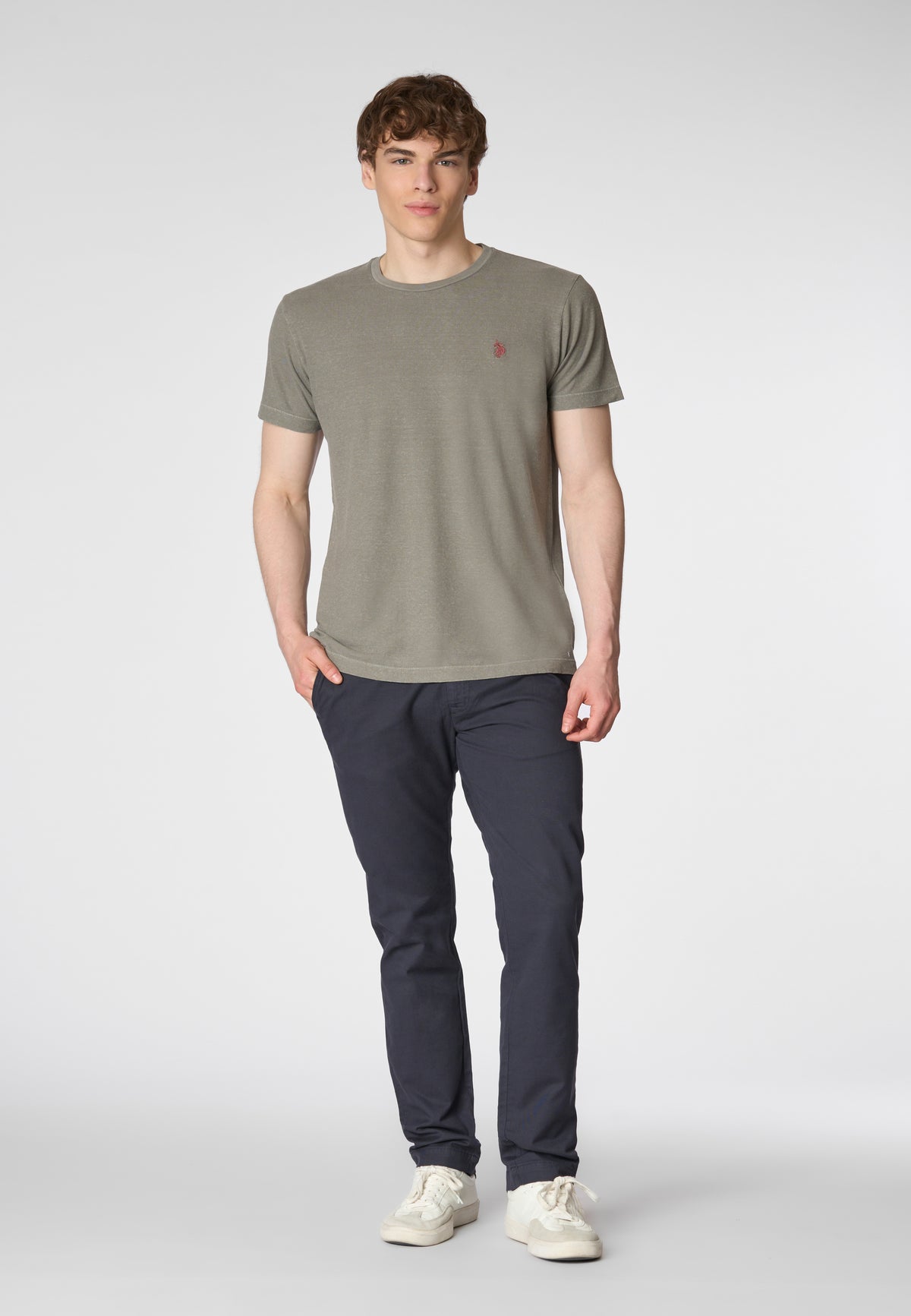 T-shirt a maniche corte in misto cotone organico e canapa con logo