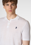 Polo shirt a maniche corte misto cotone organico e lino