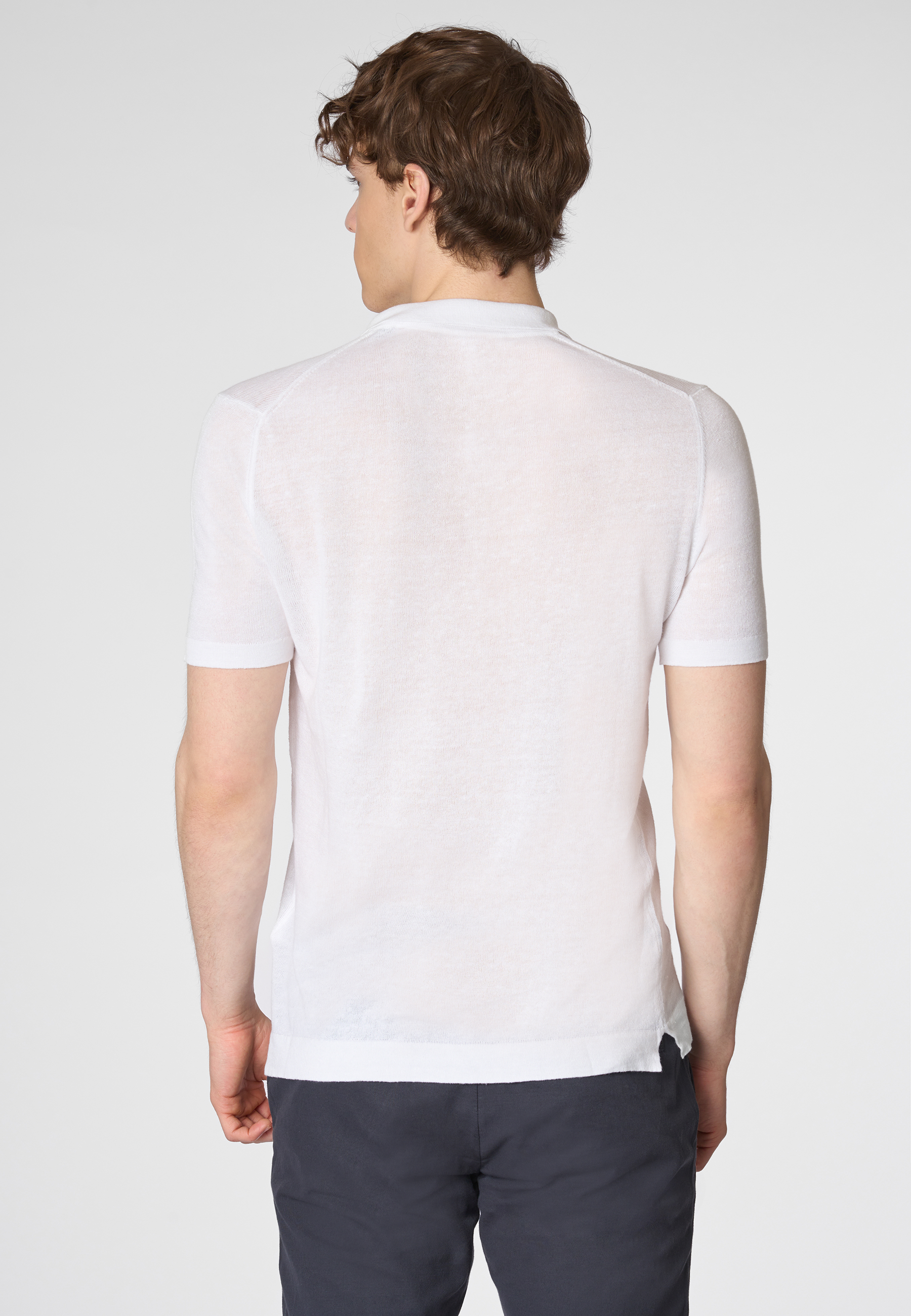 Polo shirt a maniche corte misto cotone organico e lino