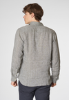 Camicia in lino chambray slim fit con logo