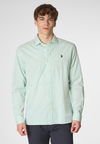 Camicia in cotone stretch popeline a righe slim fit con logo