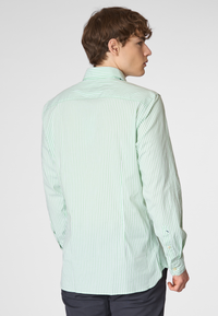 Camicia in cotone stretch popeline a righe slim fit con logo