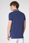 Polo shirt a maniche corte in cotone con logo colorato e dettagli rigati