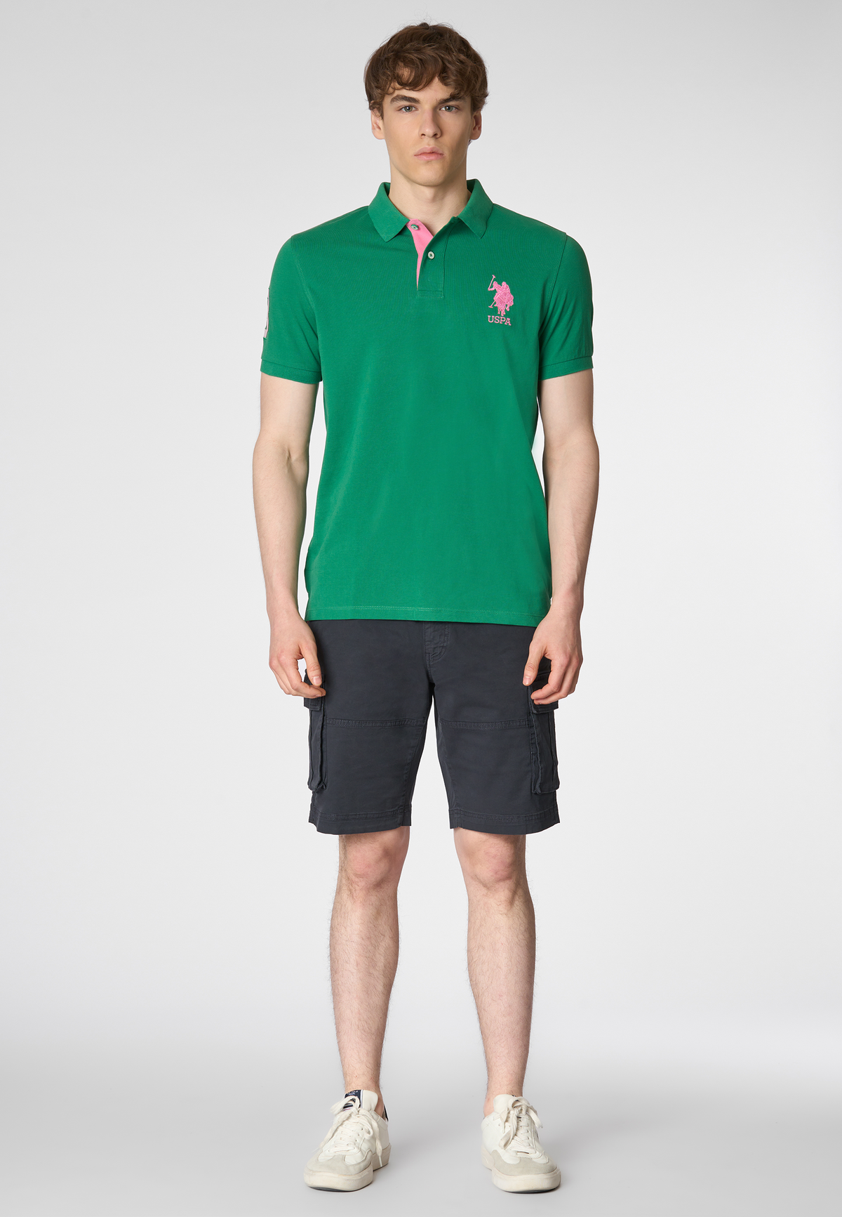 Polo shirt a maniche corte in cotone piquet con logo e numero