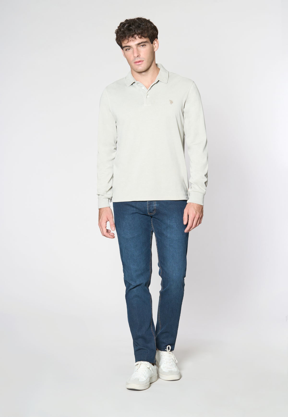 Polo a maniche lunghe heavy jersey tinto capo