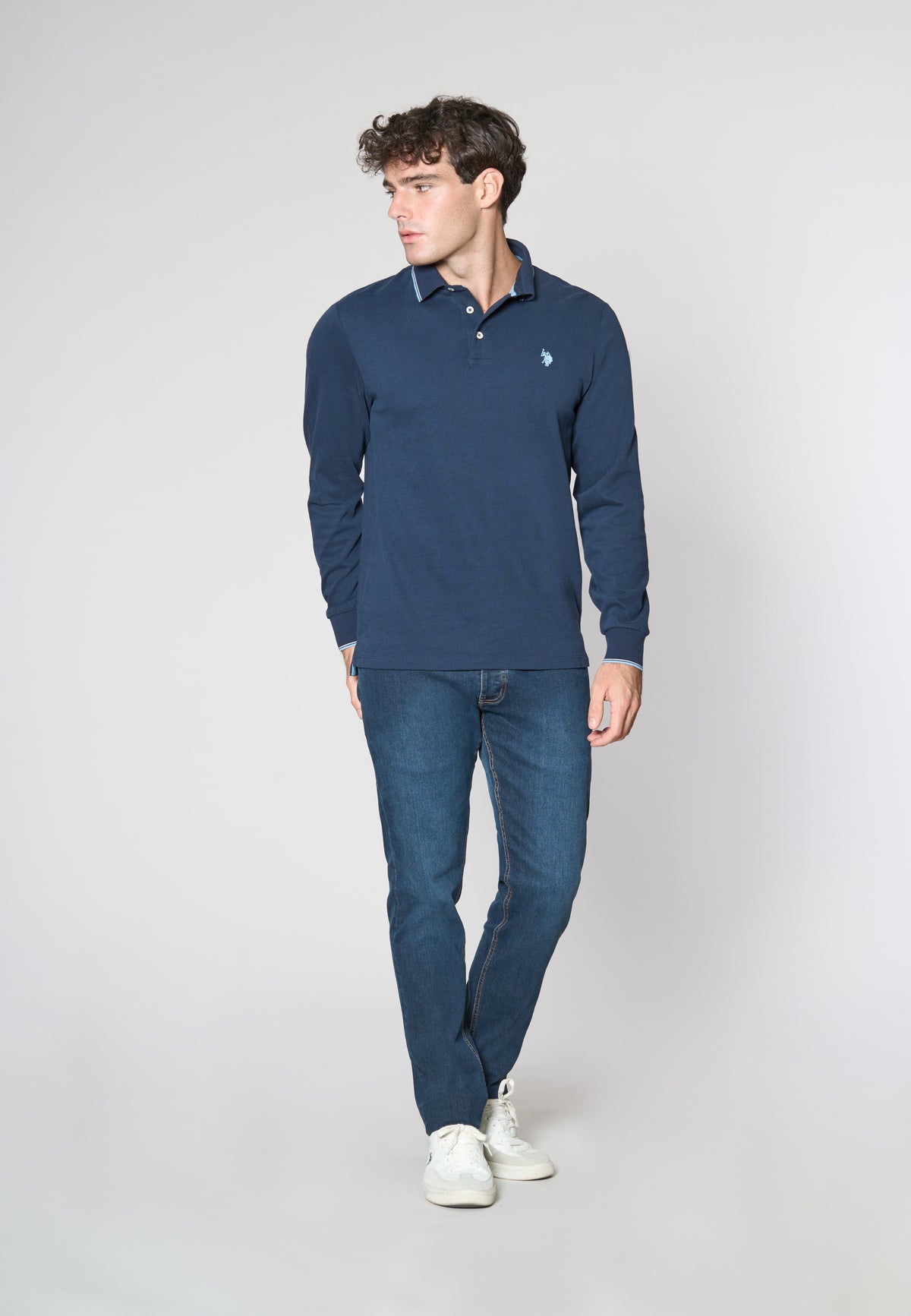 Polo a maniche lunghe in cotone heavy jersey