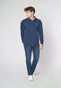 Polo a maniche lunghe in cotone heavy jersey