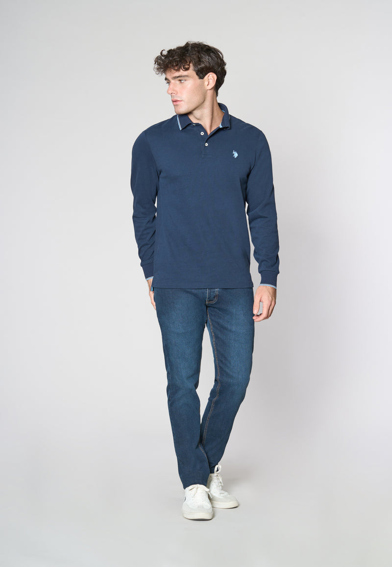 Polo a maniche lunghe in cotone heavy jersey