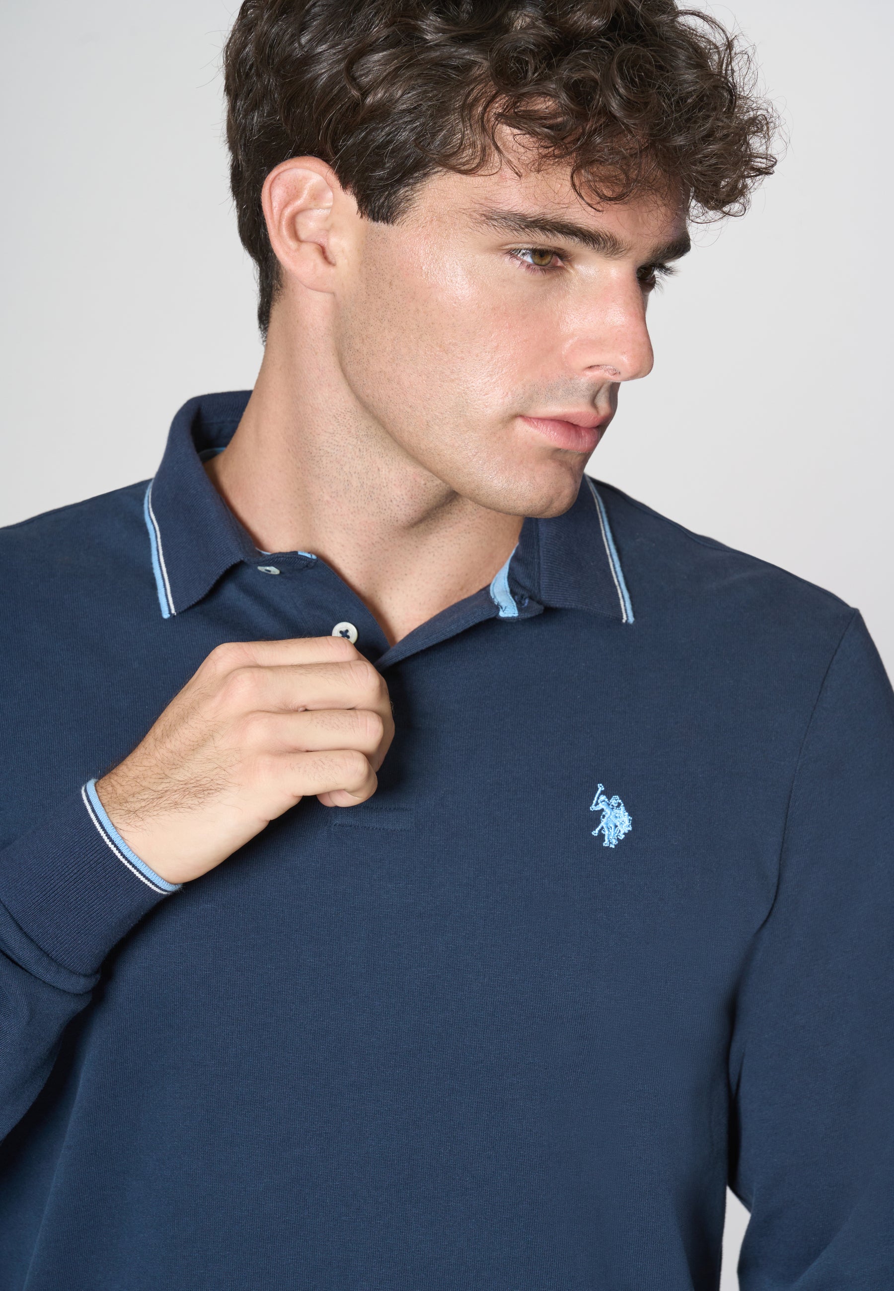 Polo a maniche lunghe in cotone heavy jersey