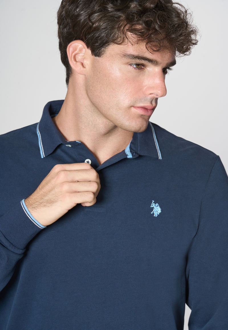 Polo a maniche lunghe in cotone heavy jersey