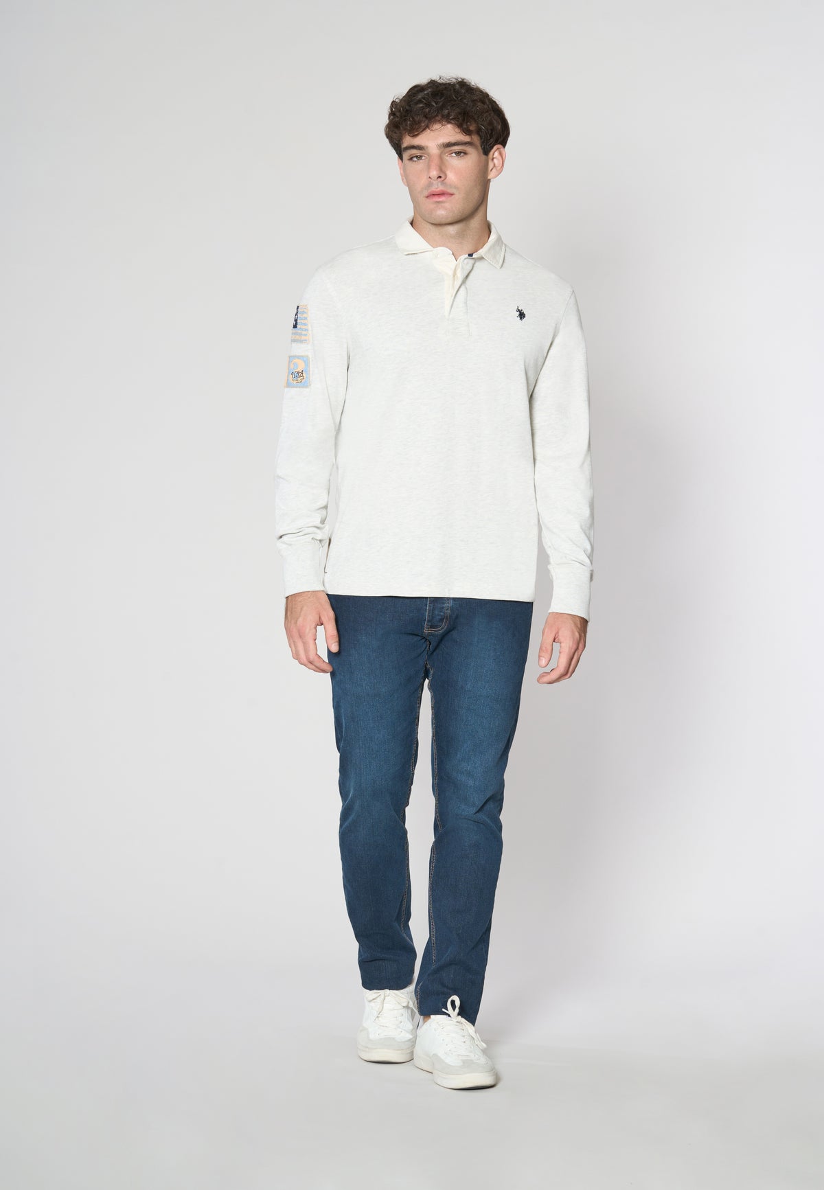Polo a maniche lunghe heavy jersey con patch