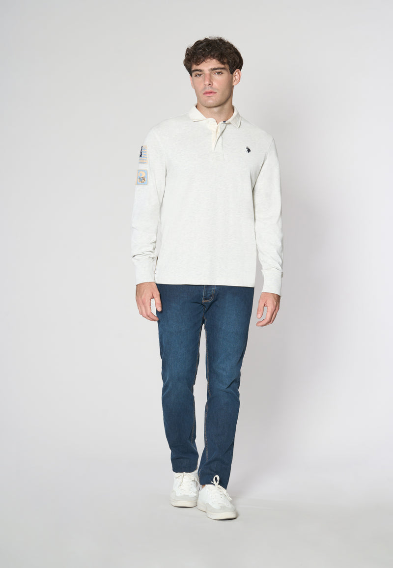 Polo a maniche lunghe heavy jersey con patch