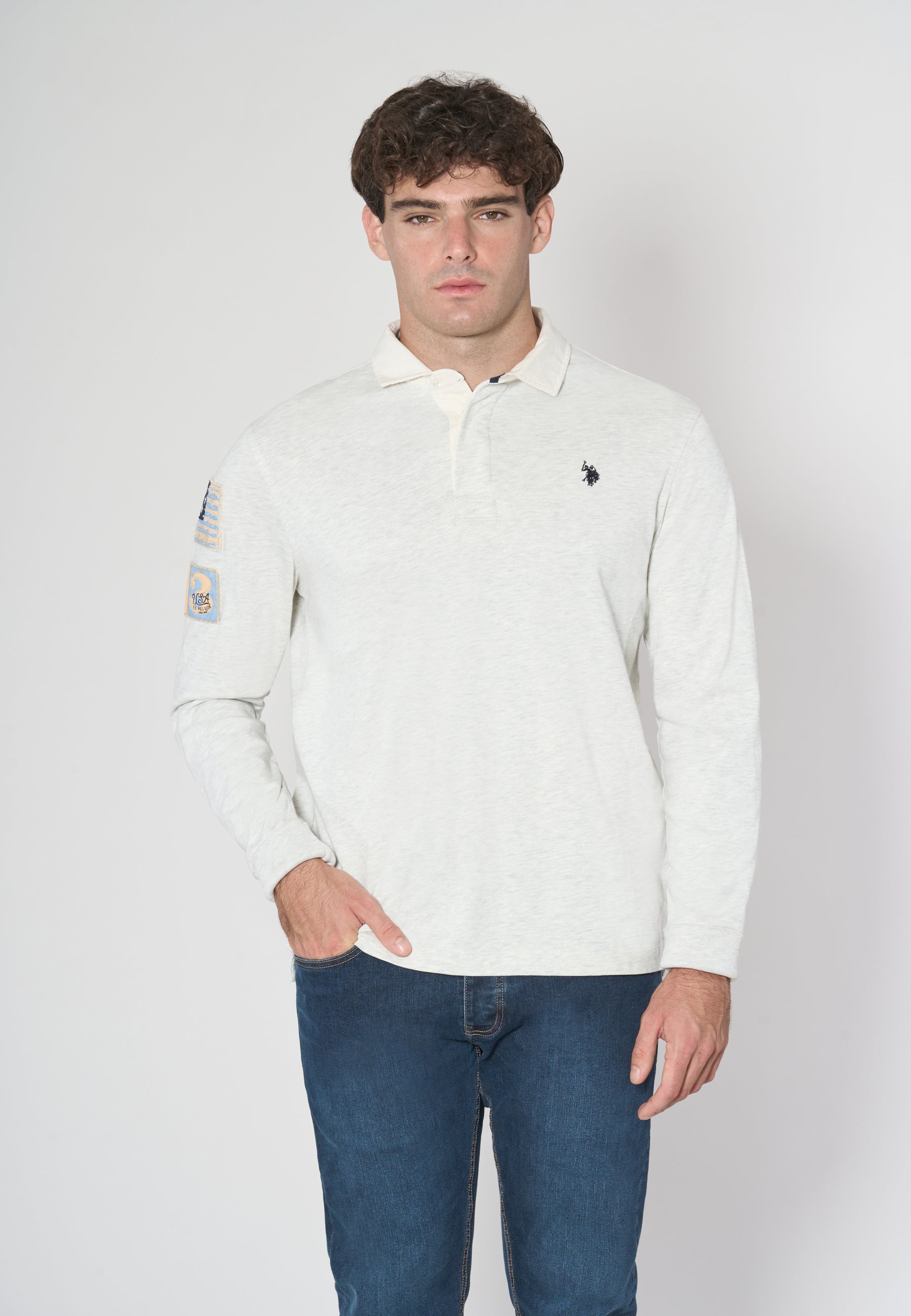 Polo a maniche lunghe heavy jersey con patch