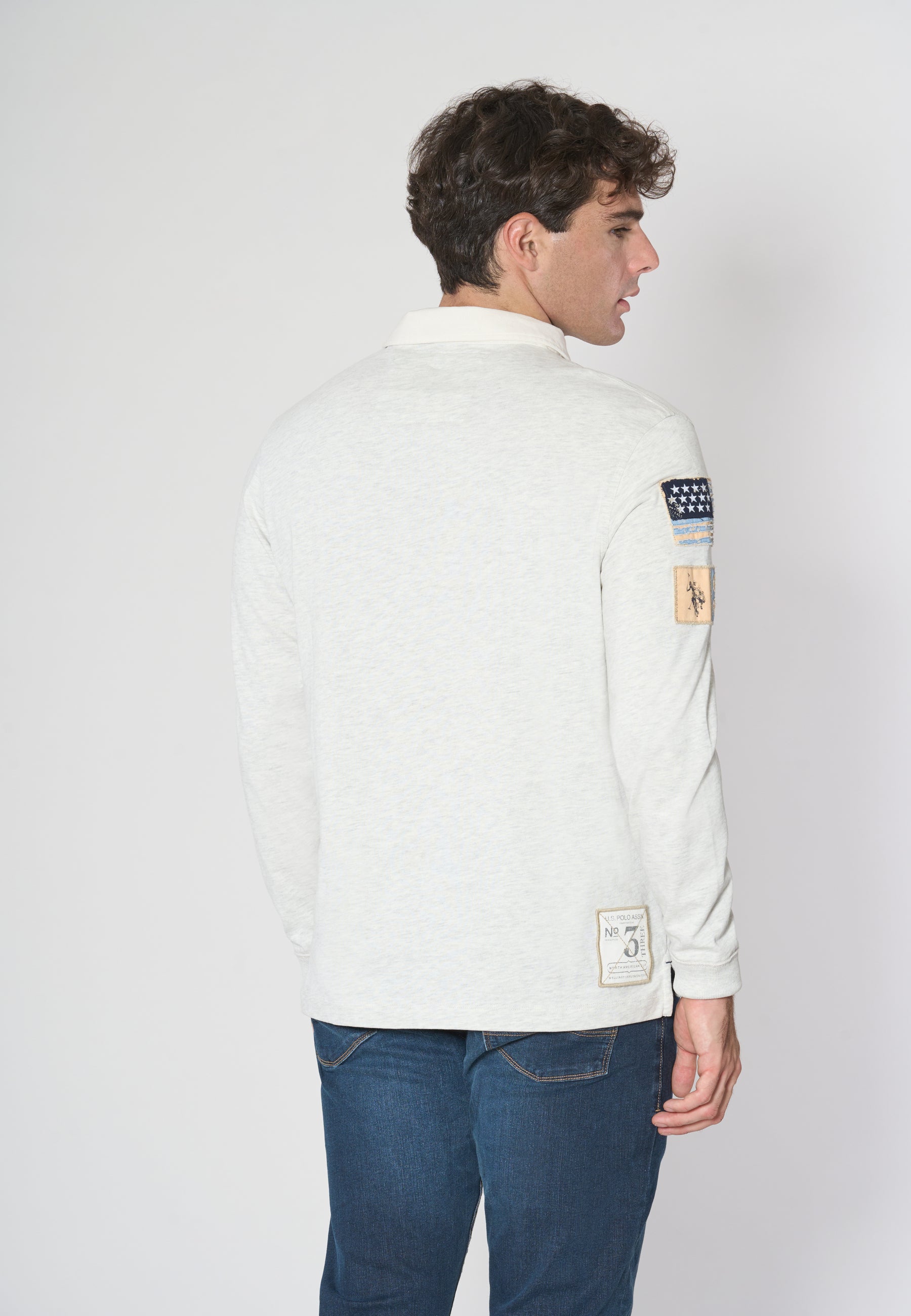 Polo a maniche lunghe heavy jersey con patch