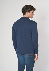 Polo a maniche lunghe in cotone interlock melange
