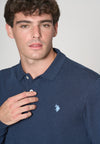 Polo a maniche lunghe in cotone interlock melange