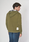 Felpa in cotone con cappuccio tartan e zip