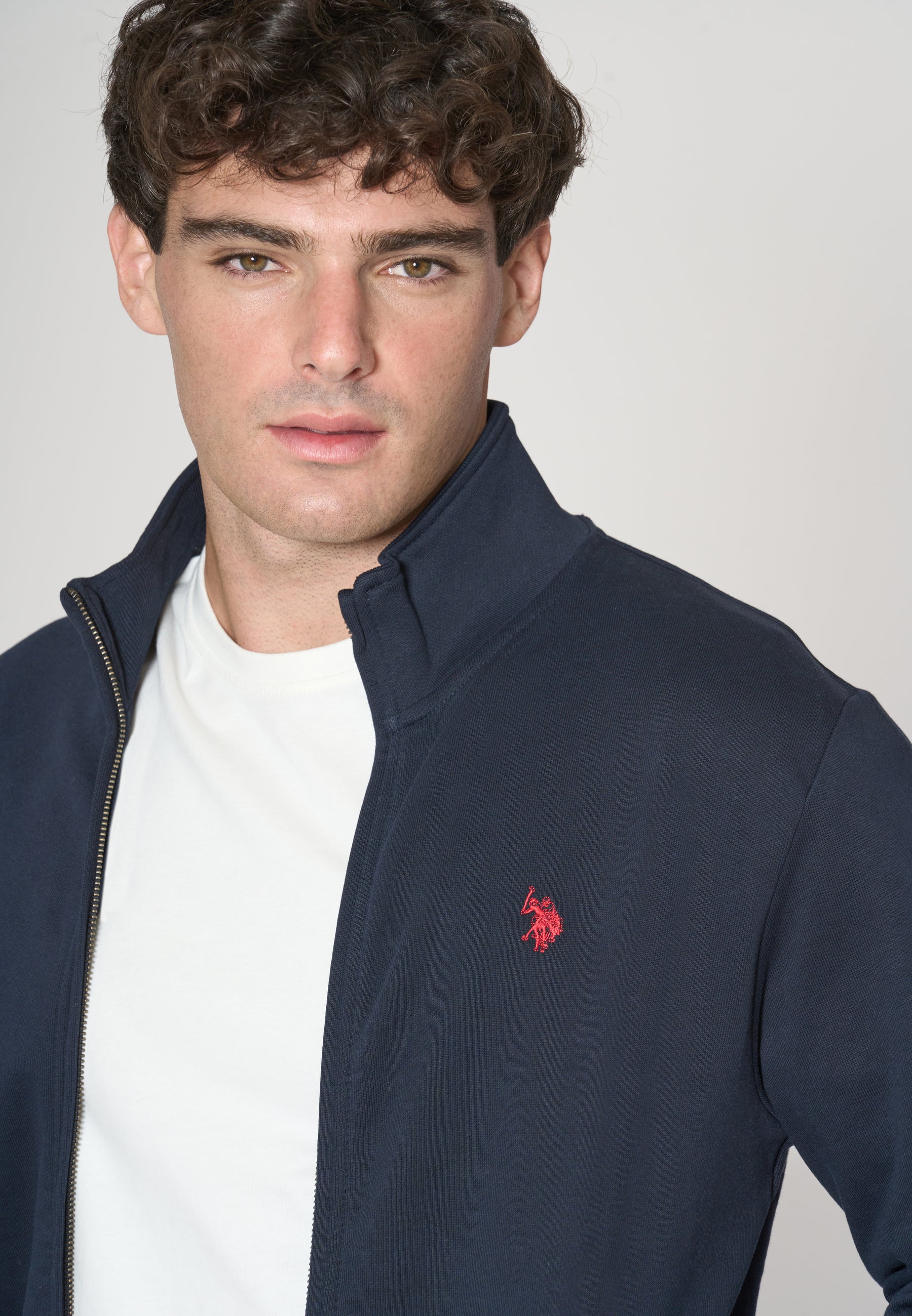 Felpa in cotone con chiusura zip