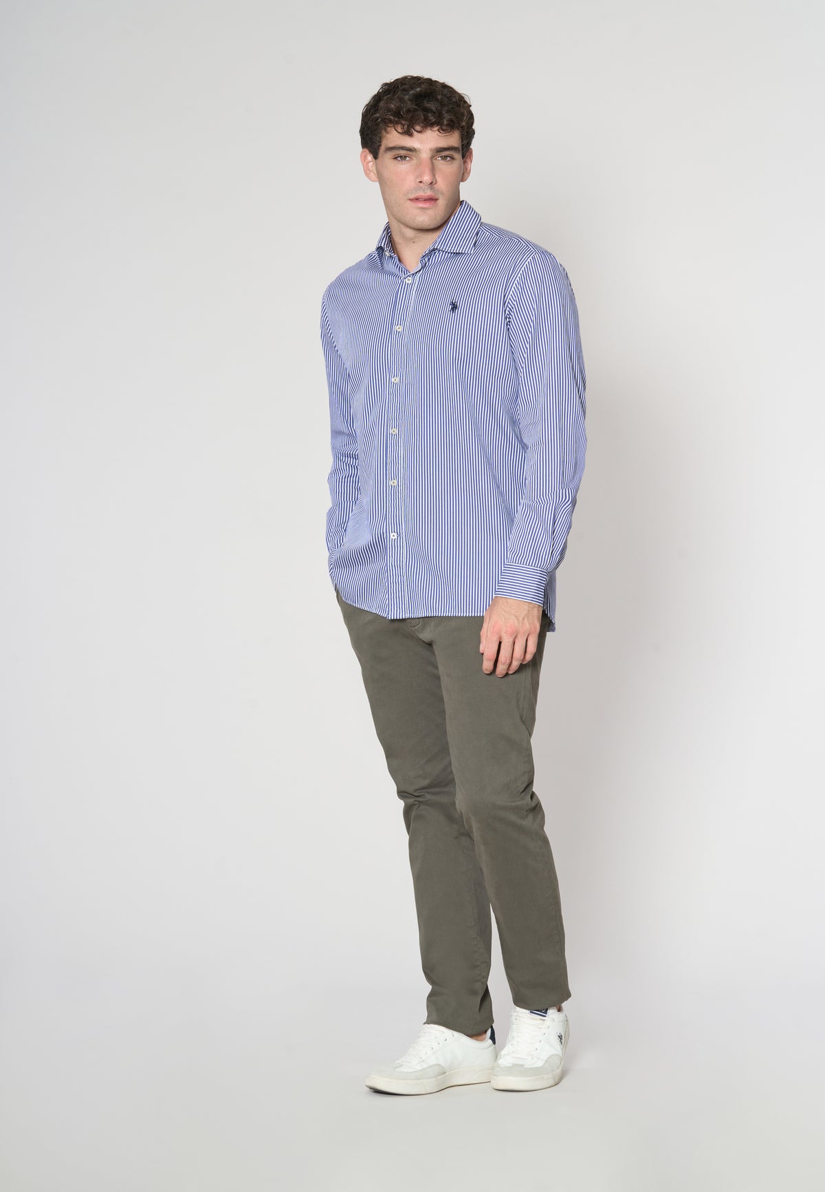 Camicia in cotone popeline a righe regular fit