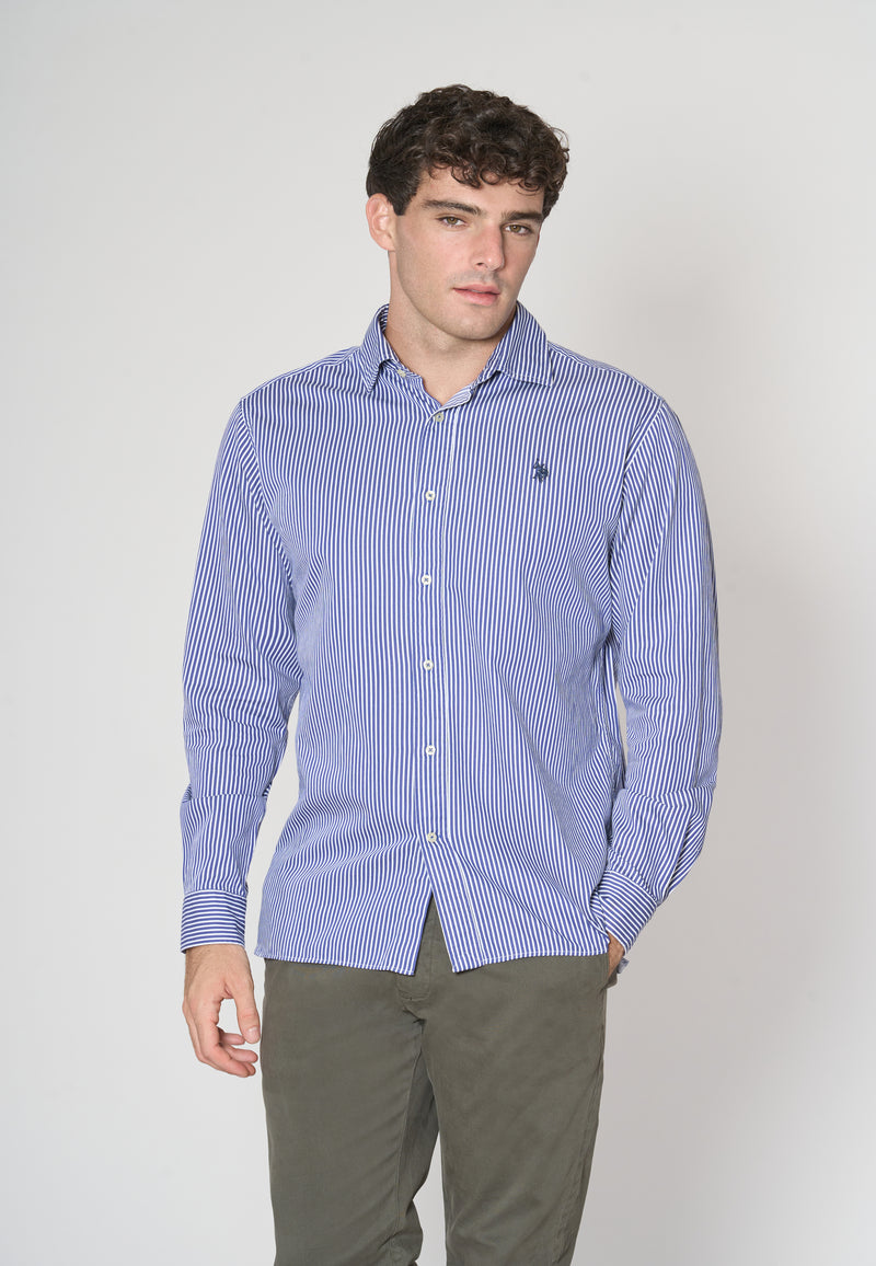Camicia in cotone popeline a righe regular fit