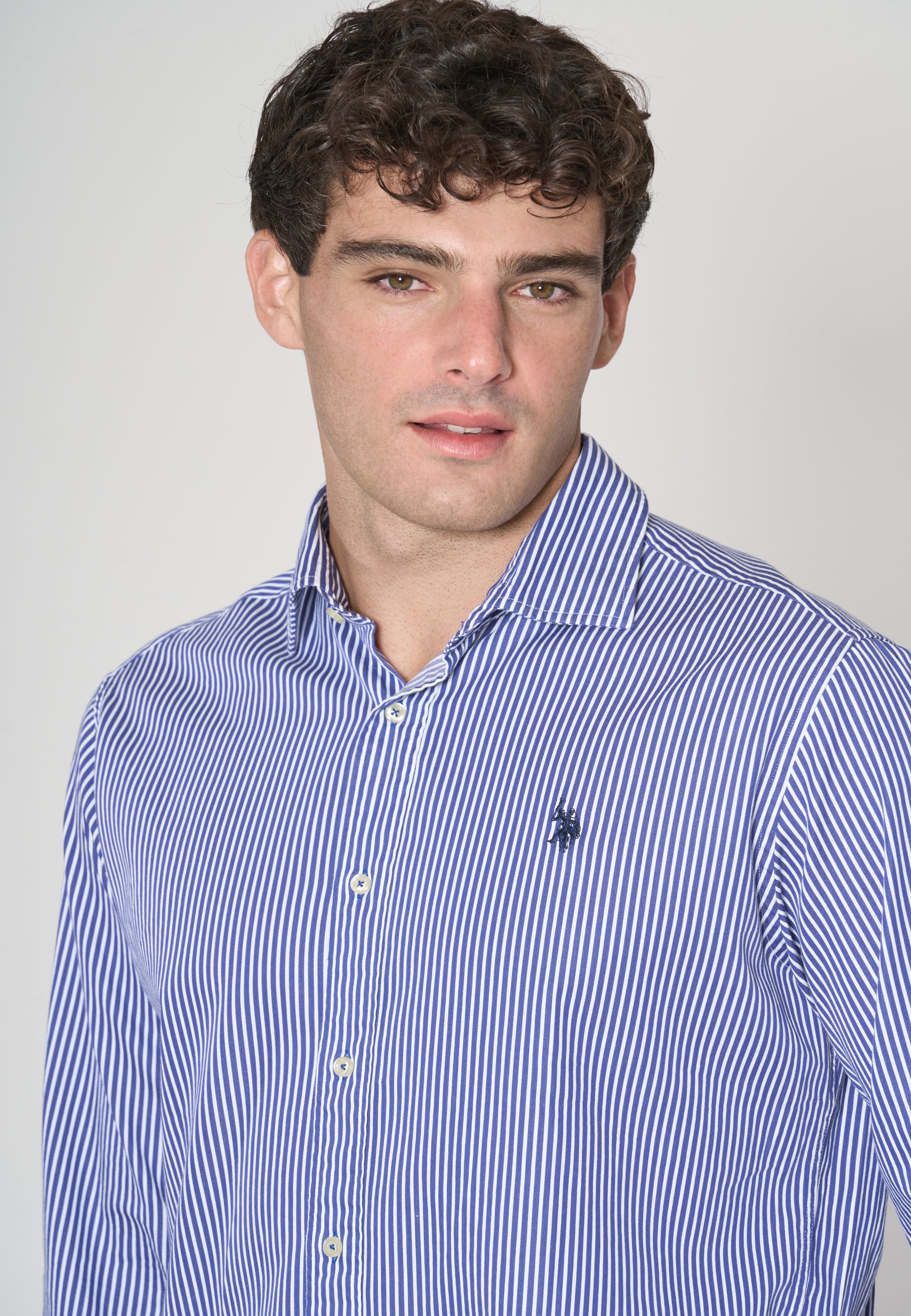 Camicia in cotone popeline a righe regular fit