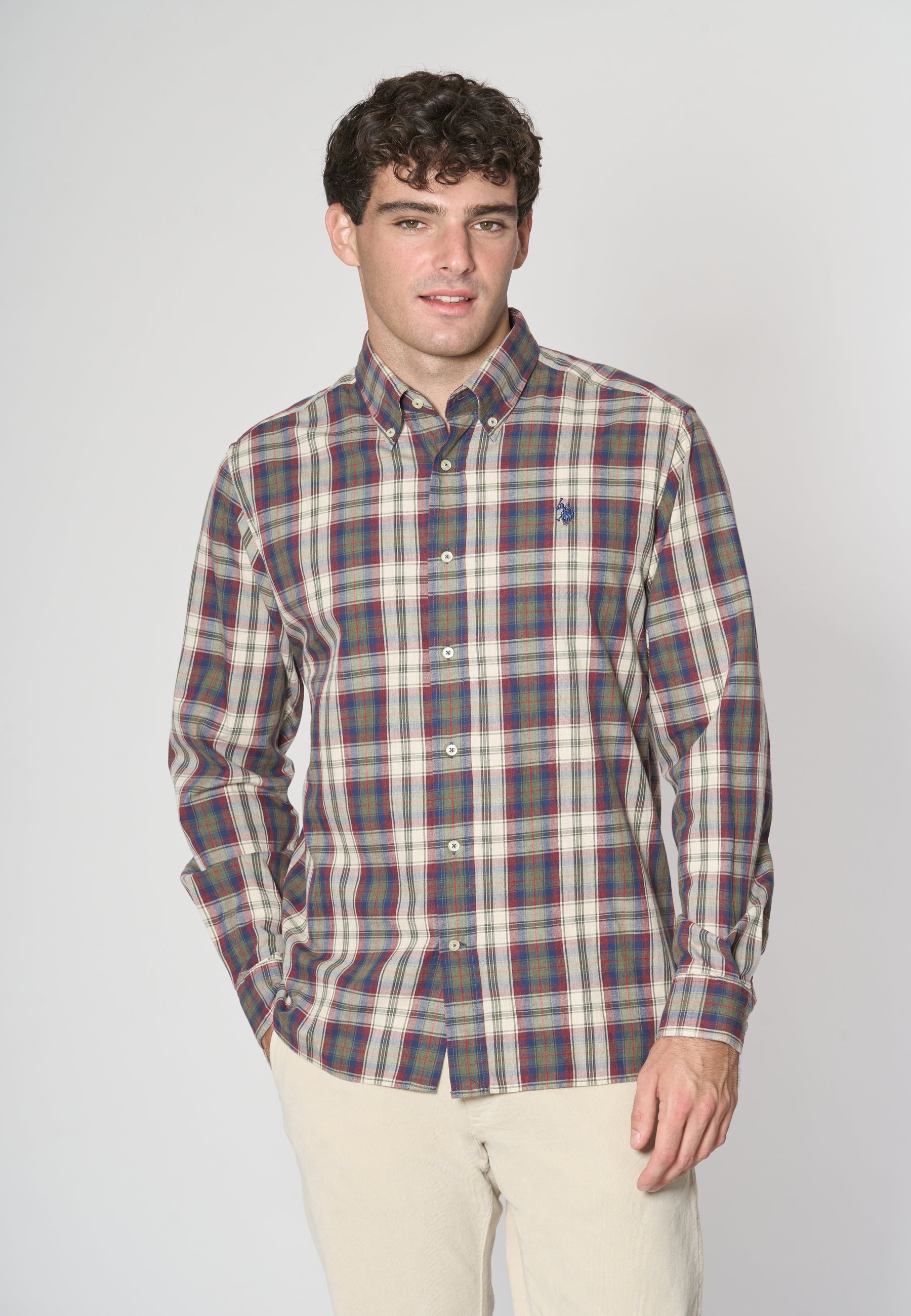 Camicia in cotone indigo melange regular fit