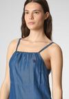 Abito smanicato con spalline in tessuto tencel