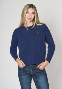 Maglia girocollo in filato lana riciclato