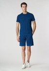 Pantaloni sportivi corti indigo in cotone