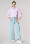 Camicia a righe in misto cotone popeline