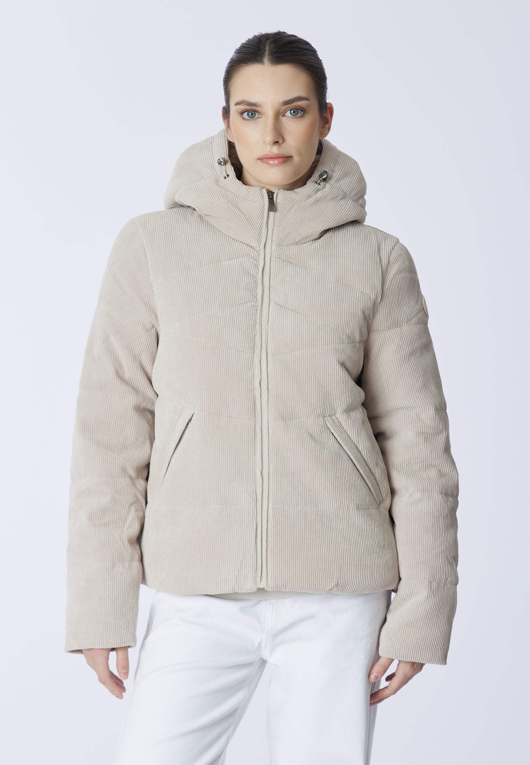 Giacca in velluto stretch con cappuccio