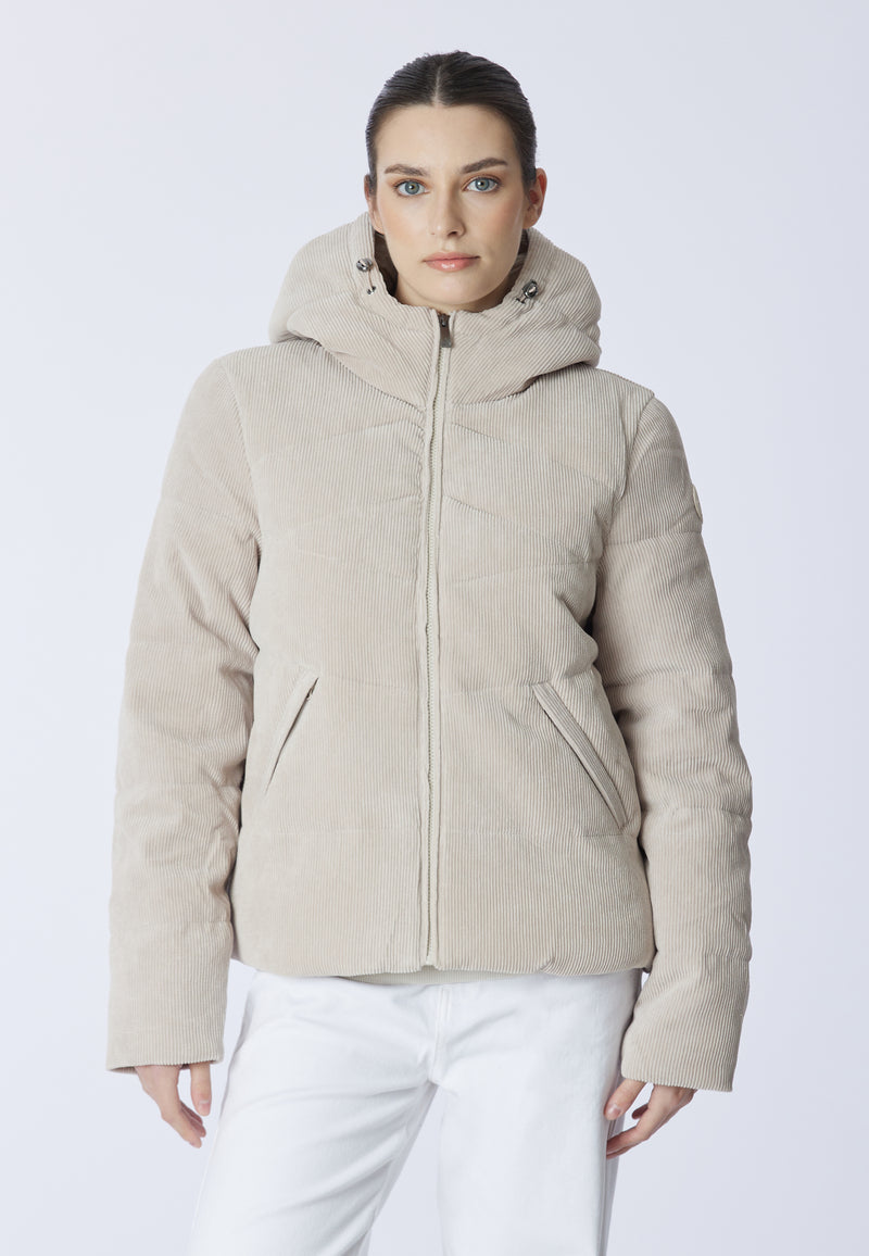 Giacca in velluto stretch con cappuccio