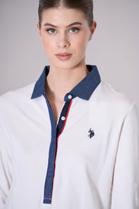 Polo a maniche lunghe con colletto denim U.S. Polo Assn.