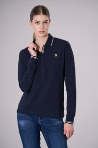 Polo a maniche lunghe dettaglio riga con logo U.S. Polo Assn.