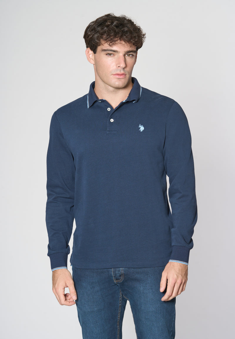 Polo a maniche lunghe in cotone heavy jersey